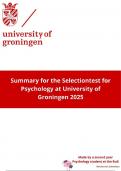 Summary for Selection Test Psychology University of Groningen 2025