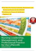 TEST BANK For Nursing Leadership, Management, and Professional Practice for the LPN/LVN, 7th Edition by Tamara R. Dahlkemper, Verified Chapters 1 - 20, Complete Newest Version