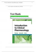 TEST BANK- INTRODUCTION TO CLINICAL PHARMACOLOGY 10TH EDITION 2024 / WITH RATIONALES/ By Constance Visovsky, Cheryl Zambroski, Shirley Hosler/ LATEST UPDATE