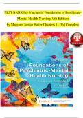 TEST BANK For Varcarolis' Foundations of Psychiatric Mental Health Nursing, 9th Edition by Margaret Jordan Halter Chapters 1 - 36 | Complete. All Chapters with Correct Answers