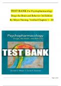 TEST BANK For Psychopharmacology Drugs the Brain and Behavior 3rd Edition By Meyer Nursing, Verified Chapters 1 - 20. All Chapters with Correct Answers