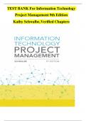 TEST BANK For Information Technology Project Management 9th Edition Kathy Schwalbe, Verified Chapters with Correct Answers