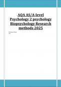 AQA AS/A-level Psychology 2 psychology Biopsychology Research methods 2025