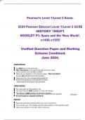 2024 Pearson Edexcel Level 1/Level 2 GCSE  HISTORY 1HI0/P1  BOOKLET P1: Spain and the ‘New World’,  c1490–c1555  Verified Question Paper and Marking  Scheme Combined.  June 2024.