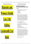 Test Bank Maternity and Women's Health Care 13th Edition Lowdermilk CLEARER VERSION 2025