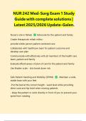 NUR 242 Med/Surg Exam 1 Study Guide with complete solutions | Latest 2025/2026 Update- Galen