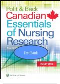 Test Bank For Polit & Beck Canadian Essentials of Nursing Research 4th Edition by Kevin Woo | Chapter 1-18 | Latest Complete Guide A+.