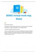 BSMS virtual work experience notes for medicine interview