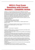 NR511 Final Exam Questions with Correct Answers – Complete review