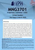 MNG3701 Assignment 1 (ANSWERS) Semester 1 2025 - DISTINCTION GUARANTEED