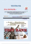 Test bank for LAW AND BUSINESS ADMINISTRATION IN CANADA,14  EDITION BY SMITH SOBERMAN & MCGILL|9780134841298| (All chapters included and graded A+.