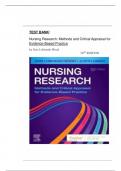 Test Bank for Nursing Research Methods and Critical Appraisal for Evidence Based Practice 10th Edition by Geri Lobiondo Wood Latest edition 2024.