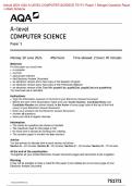 Actual 2024 AQA A-LEVEL COMPUTER SCIENCE 7517/1 Paper 1 Merged Question Paper + Mark Scheme Actual 2024 AQA A-LEVEL COMPUTER SCIENCE 7517/1 Paper 1 Merged Question Paper + Mark Scheme (Preliminary Material & Teacher’s Notes included)