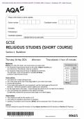 2024 AQA GCSE RELIGIOUS STUDIES (SHORT COURSE) 8061/1 Section 1: Buddhism QP + Mark Scheme Actual 2024 AQA GCSE RELIGIOUS STUDIES (SHORT COURSE) 8061/1 Section 1: Buddhism Merged Question Paper + Mark Scheme