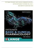 TEST BANK For Katzung's Basic and Clinical Pharmacology, 16th Edition By {Todd W. Vanderah, 2024,} Verified Chapters 1 - 66, Complete Newest Version