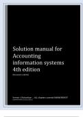 Solution Manual for Accounting Information Systems, 4th edition by Vernon J. Richardson,All Chapters 1-18latest 2025||Best Questions Answers ||Verified by experts