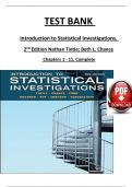 TEST BANK Introduction to Statistical Investigations, 2 nd Edition Nathan Tintle; Beth L. Chance Chapters 1 - 11, Complete with Correct Answers