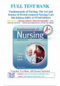 Test Bank for Fundamentals of Nursing: The Art and Science of Person-centered Nursing Care 8th Edition by Taylor, Lillis & Lynn