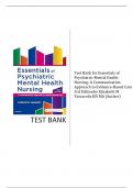 Test Bank for Essentials of Psychiatric Mental Health Nursing: A Communication Approach to Evidence-Based Care 3rd Edition by Elizabeth M. Varcarolis RN MA (Author) (All chapters covered) (Complete Guide) (Graded A+) 