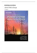 TEST BANK  For Power System Analysis and Design 7th Edition by J. Duncan Glover, Mulukutla S. Sarma, Thomas Overbye, Adam Birchfield 1-391.All Chapters