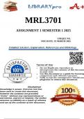 MRL3701 Assignment 1 (DETAILED ANSWERS) Semester 1 2025 - DUE 25 March 2025