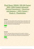 Final Exam: NR509 / NR-509 (Latest 2025 / 2026 Update) Advanced Physical Assessment | Questions and Answers | 100% Correct | Grade A - Chamberlain