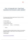 Govt. & Nonprofit Acct. Final Exam Questions And Answers Latest Update!!