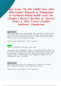 Final Exam: NR 605/ NR605 (New 2025/ 2026 Update) Diagnosis & Management in Psychiatric Mental Health Across the Lifespan I Review| Questions & Answers| Grade A| 100% Correct (Verified Solutions)- Chamberlain