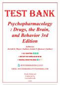 Test Bank for Psychopharmacology: Drugs, the Brain, and Behavior 3rd Edition by Meyer,  9781605355559 (All Chapters 1-18)