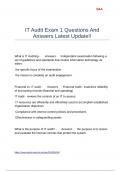 IT Audit Exam 1 Questions And Answers Latest Update!!