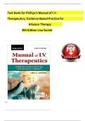 TEST BANK For Phillips’s Manual of I.V. Therapeutics; Evidence-Based Practice for Infusion Therapy 8th Edition Lisa Gorski | Complete Chapter's | verified answers