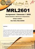 MRL2601 Assignment 1 (COMPLETE ANSWERS) Semester 1 2025 - DUE March 2025