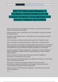 NRP-547 Differential Diagnosis in Psychiatric-Mental Health across the Lifespan Practicum. Exam Questions And Answers. Updated And Verified