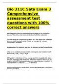 Bio 311C Sata Exam 3 Comprehensive assessment test questions with 100- correct answers.