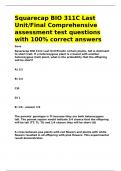 Squarecap BIO 311C Last Unit Final Comprehensive assessment test question