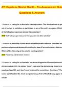 ATI Capstone Mental Health - Pre-Assessment Quiz Exam (2025 / 2026 Update) Questions and Verified Answers | 100% Correct | Grade A