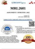 MRL2601 Semester 1 2025 Assignment 1 