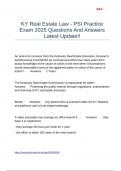 KY Real Estate Law - PSI Practice Exam 2025 Questions And Answers Latest Update!!