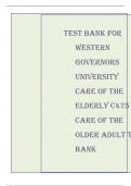 Test Bank for  Western  Governors  University  CARE OF THE  ELDERLY C475  CARE OF THE  OLDER ADULT TEST  BANK