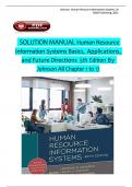 Solution Manual - Human Resource Information Systems, 5th Edition by Johnson, Carlson and Kavanagh, All 1-17  Chapters Covered ,Latest Edition