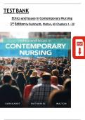 Test Bank for Ethics and Issues in Contemporary Nursing 3rd Canadian Edition by Margaret A. Burkhardt, Nancy Walton, Alvita Nathaniel Complete Fully Covered Latest Newest Version