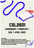 CSL2601 Assignment 1 Semester 1 | Due 7 April 2025