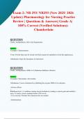 Exam 2: NR 293/ NR293 (New 2025/ 2026 Update) Pharmacology for Nursing Practice Review |Questions & Answers| Grade A| 100% Correct (Verified Solutions)- Chamberlain