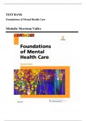 TEST BANK FOUNDATIONS OF MENTAL HEALTH CARE 6TH EDITION MORRISON VALFRE | ALL 33 CHAPTERS COVERED | COMPLETE GUIDE | GRADED A+