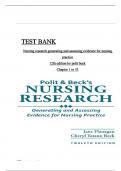 Test Bank- Polit & Beck's Nursing Research Generating and Assessing Evidence for Nursing Practice 12Th Edition ( CHERYL TATANO BECK, 2025) Latest Edition || All Chapters