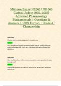 Midterm Exam: NR565 / NR-565 (Latest Update 2025 / 2026) Advanced Pharmacology Fundamentals | Questions & Answers | 100% Correct | Grade A - Chamberlain