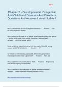 Chapter 2 - Developmental, Congenital And Childhood Diseases And Disorders Questions And Answers Latest Update!!