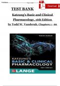 Test Bank for Katzung's Basic and Clinical Pharmacology, 16th Edition by Todd W. Vanderah, All Chapters 