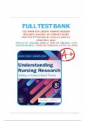 Test Bank for Understanding Nursing Research: Building an Evidence-Based Practice  8th Edition by Susan K. Grove and Jennifer R. Gray ISBN: 9780323826419 All Chapters Questions and Answers Grade A+ Pass Guarantee