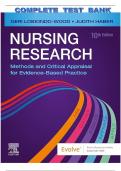 Test Bank for Nursing Research: Methods and Critical Appraisal for Evidence-Based Practice, 10th Edition by Geri LoBiondo-Wood and Judith Haber ISBN: 9780323762915 Chapters 1-21 Questions and Verified Answers Guaranteed Pass